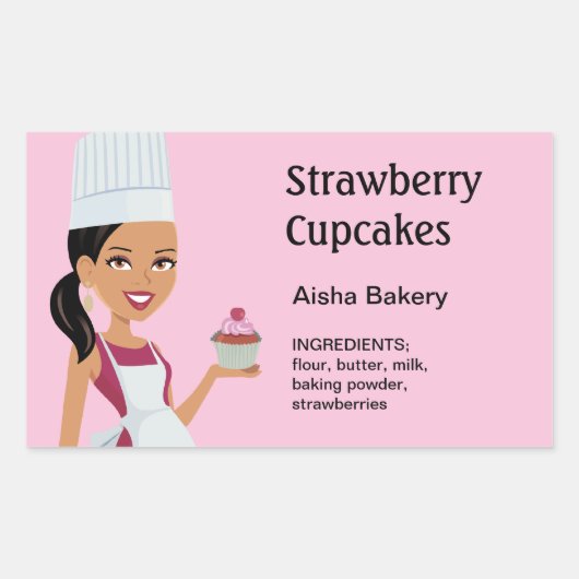 Cupcake Label mit Character Design #1 Rechteckiger Aufkleber (Vorderseite)