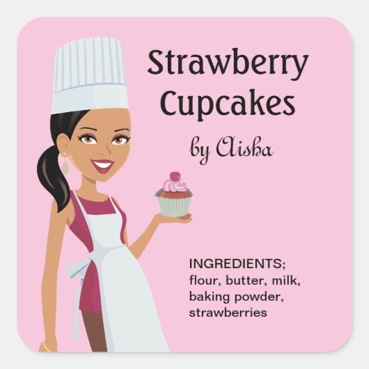 Cupcake Labels mit Character Design #1 Quadratischer Aufkleber (Vorderseite)