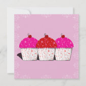 Cupcake-Liebe auf rosafarbenen Notecards Mitteilungskarte (Vorderseite)