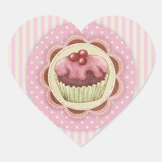 CupCake-Liebe-Aufkleber Herz-Aufkleber (Vorderseite)