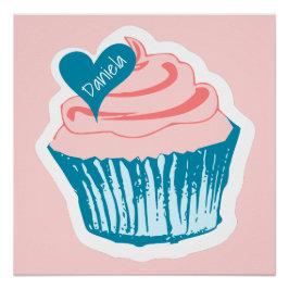 Cupcake Liebe individuelle Name Poster