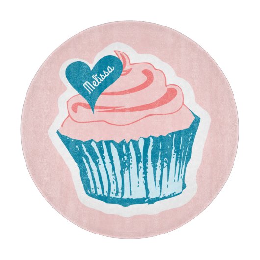 Cupcake Liebe individuelle Name Schneidplatte Schneidebrett (Vorderseite)