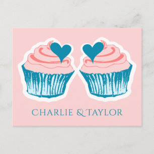 Cupcake-Liebe individuelle Namen Paares Ansichtska Postkarte