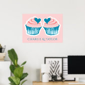 Cupcake Liebe individuellen Namen Pärchen Poster (Heimbüro)
