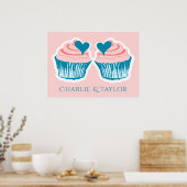 Cupcake Liebe individuellen Namen Pärchen Poster (Küche)