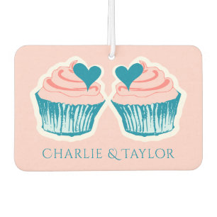 Cupcake Liebe individuellen Namens Paar Friseur Autolufterfrischer