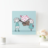 Cupcake Liebe Quadratische Wanduhr (Zuhause)
