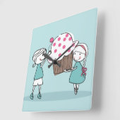 Cupcake Liebe Quadratische Wanduhr (Winkel)