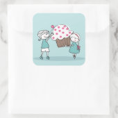 Cupcake Liebe Quadratischer Aufkleber (Tasche)