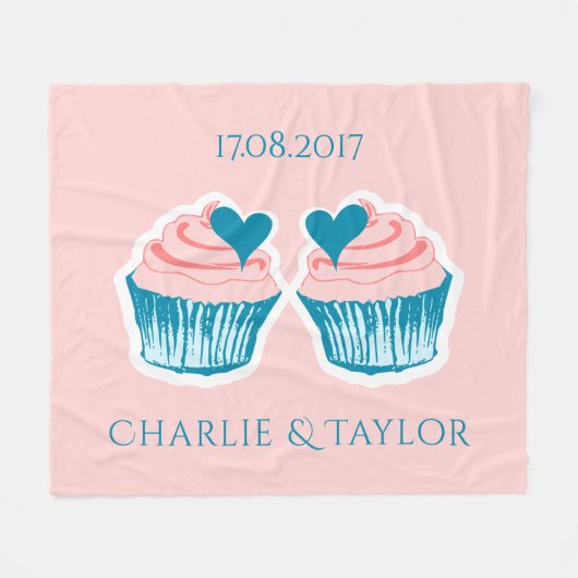 Cupcake Liebe Textelleder Vlies-Decke Fleecedecke (Vorderseite (Horizontal))