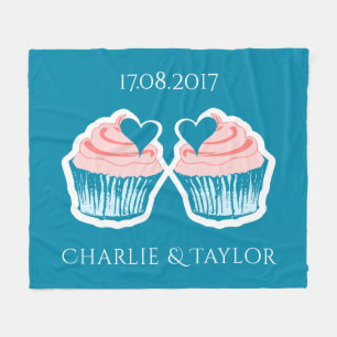 Cupcake Liebe Textelleder Vlies-Decke Fleecedecke