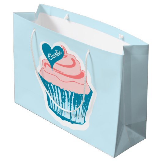 Cupcake Liebe Texttasche Große Geschenktüte (Rückseite Schrägansicht)