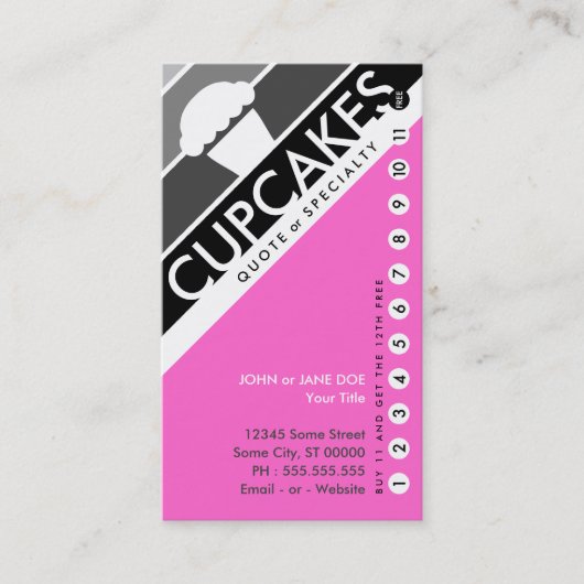 Cupcake-Lochkarte (11 kaufen 1 kostenlos) Treuekarte (Vorderseite)