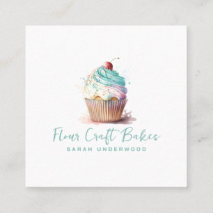 Cupcake-Logo-Baker-Bäckerei Konditorei Koch Quadratische Visitenkarte