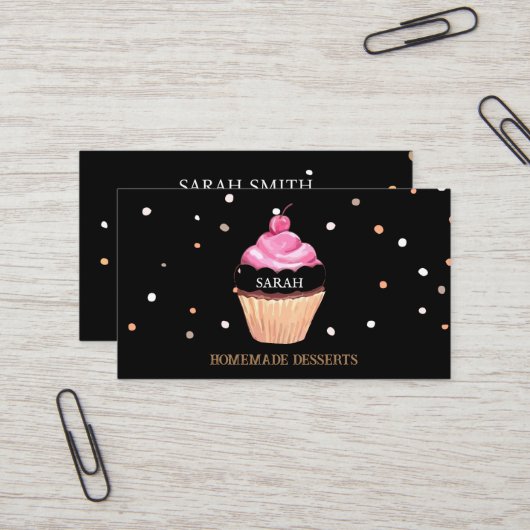 Cupcake Logo Bakery Koch, niedlich Visitenkarte (Vorderseite/Rückseite Beispiel)
