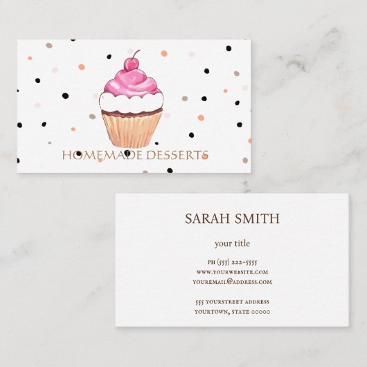 Cupcake Logo Bakery Koch, niedlich Visitenkarte (Vorne/Hinten)