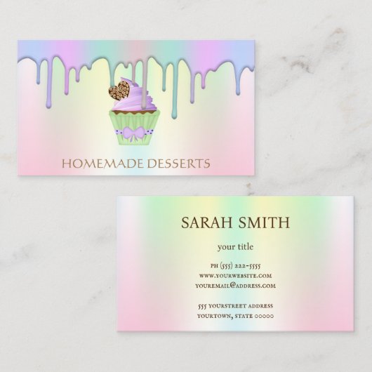Cupcake Logo Bakery Koch, niedliche Visitenkarte (Vorne/Hinten)