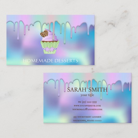 Cupcake Logo Bakery Koch, niedliche Visitenkarte (Vorne/Hinten)