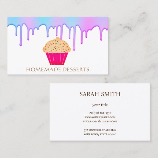 Cupcake Logo Bakery Koch, niedliche Visitenkarte (Vorne/Hinten)