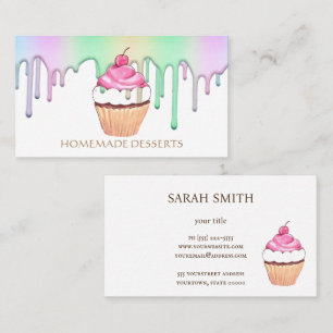 Cupcake Logo Rainbow Holographic Niedlich Visitenkarte