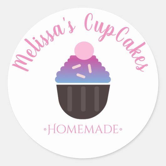 Cupcake Logo Sprinkles hausgemachte Bäckerei Runder Aufkleber (Vorderseite)