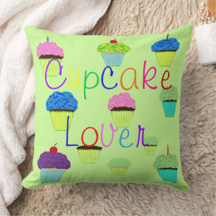 Cupcake Lover Green Lila PERSONALIZE Name Kissen