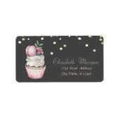 Cupcake Macaron Goldmedaille Adressaufkleber (Vorne)