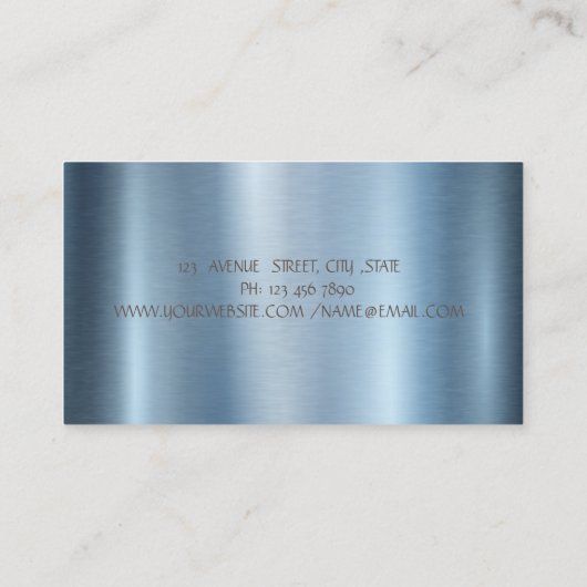 Cupcake Macaroon Glitzer Tropfen Blue Metallic Visitenkarte (Rückseite)