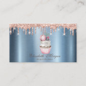 Cupcake Macaroon Glitzer Tropfen Blue Metallic Visitenkarte (Vorderseite)