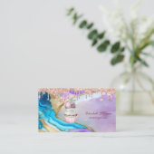 Cupcake Macaroon Rose Gold Tropfen Marmorbäckerei Visitenkarte (Stehend Vorderseite)