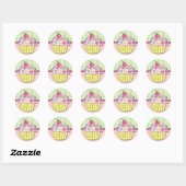 Cupcake Magnet Pink Zuckerguss Runder Aufkleber (Blatt)