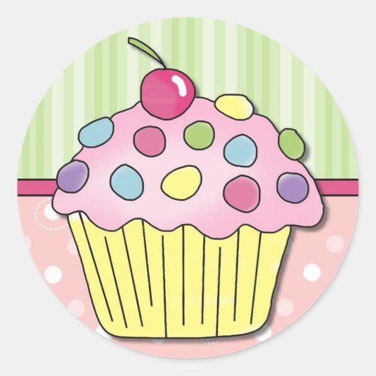 Cupcake Magnet Pink Zuckerguss Runder Aufkleber (Vorderseite)