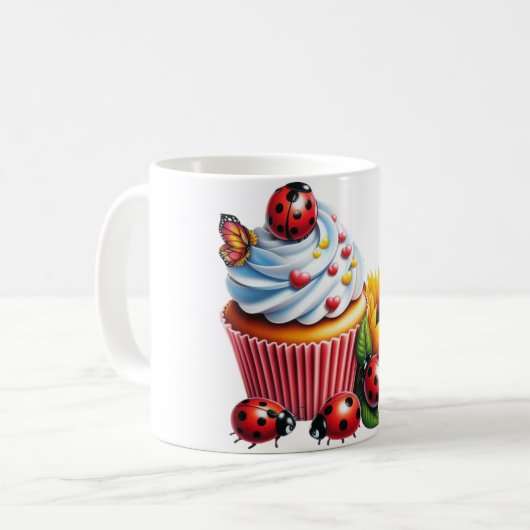Cupcake Marienkäfer Kaffeetasse (Vorderseite Links)