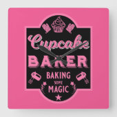 Cupcake Master Baker Quadratische Wanduhr (Vorderseite)