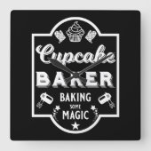 Cupcake Master Baker Quadratische Wanduhr (Vorderseite)