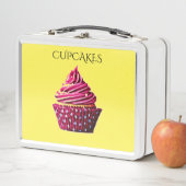 Cupcake Metall Lunch Box /weiß und gelb. (Beispiel)