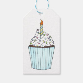 Cupcake mit Candle Geburtstagsparty Tags Geschenkanhänger