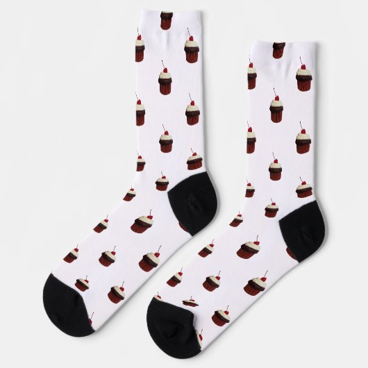Cupcake mit Cherry auf dem oberen Muster Socken (Linkes Detail)