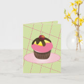 Cupcake mit Cherry Birthday Card Karte (Gelbe Blume)