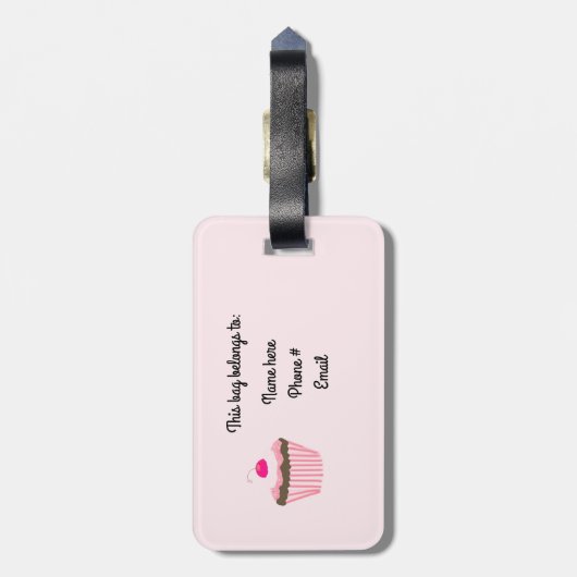 Cupcake mit Cherry Gepäckanhänger (Rückseite vertikal)