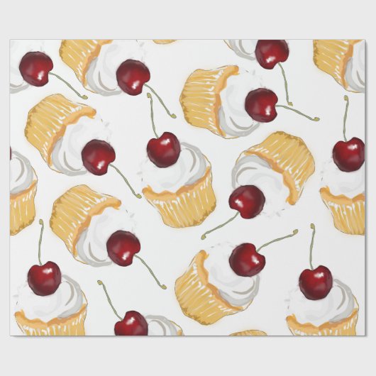 Cupcake mit Cherry Geschenkpapier (Flach)