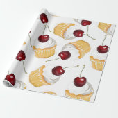 Cupcake mit Cherry Geschenkpapier (Ungerollt)