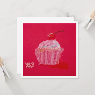 Cupcake mit Erdbeerfrosting Karte