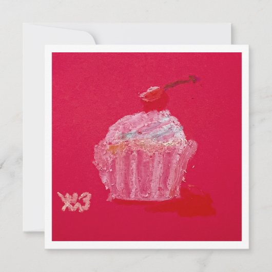 Cupcake mit Erdbeerfrosting Karte (Vorderseite)