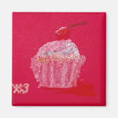 Cupcake mit Erdbeerfrosting Magnet (Vorne)