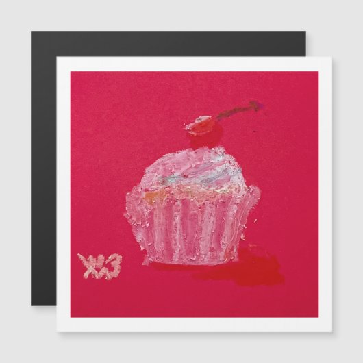 Cupcake mit Erdbeerfrosting Magnetkarte (Vorne/Hinten)