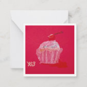 Cupcake mit Erdbeerfrosting Mitteilungskarte (Vorderseite)