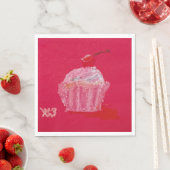 Cupcake mit Erdbeerfrosting Serviette (Beispiel)