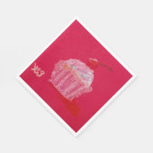 Cupcake mit Erdbeerfrosting Serviette (Ecke)