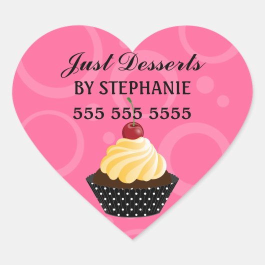 Cupcake mit Kirschbäckerei Herz-Aufkleber (Vorderseite)